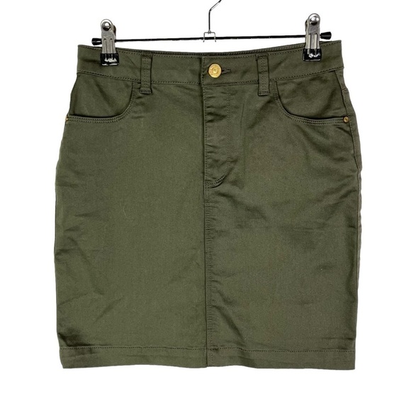 Missguided Olive Green High Rise Mini Denim Skirt 6 - Picture 3 of 4